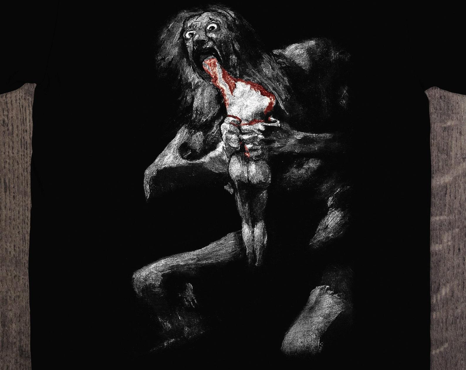 Saturn Devouring Son T-Shirt | Dark Mythology Horror Art Tee | Goya Inspired Graphic Shirt 2XL