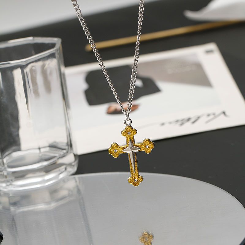 Gold Cross Necklace for Men & Women, Hip Hop Style Pendant