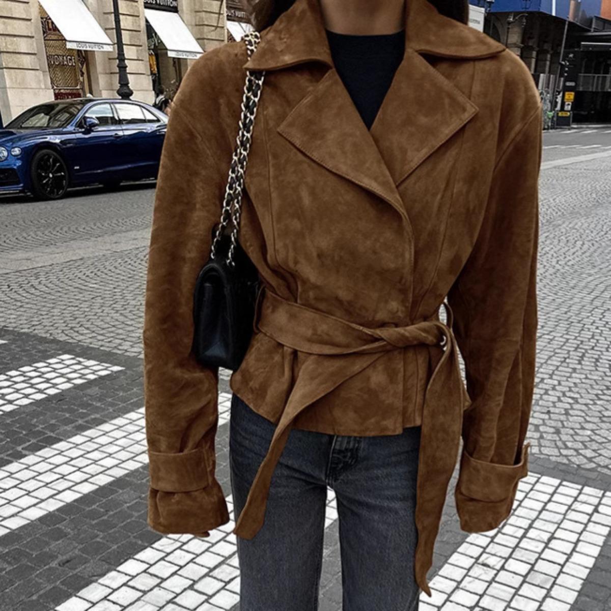 New Vintage Suede Faux Leather Lapel
