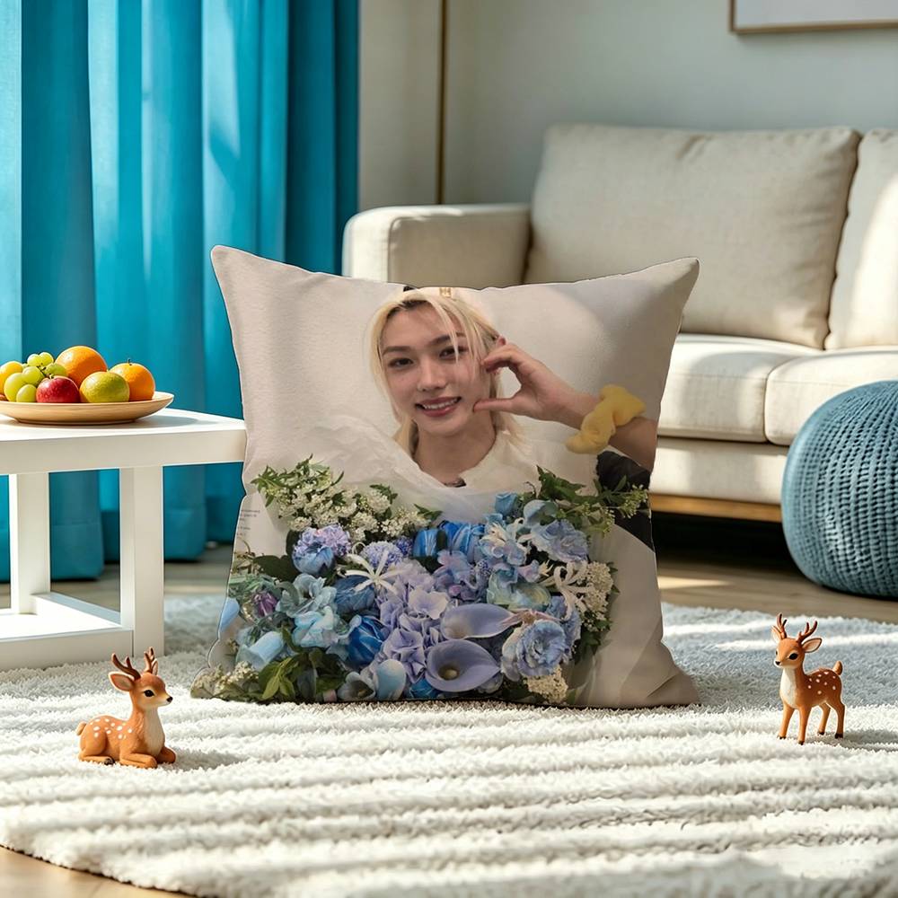 F-Felix Lee S-SKZ Square Double-Sided printed Pillow Case Bedroom Bedside Pillow Sofa Cushion Cover
