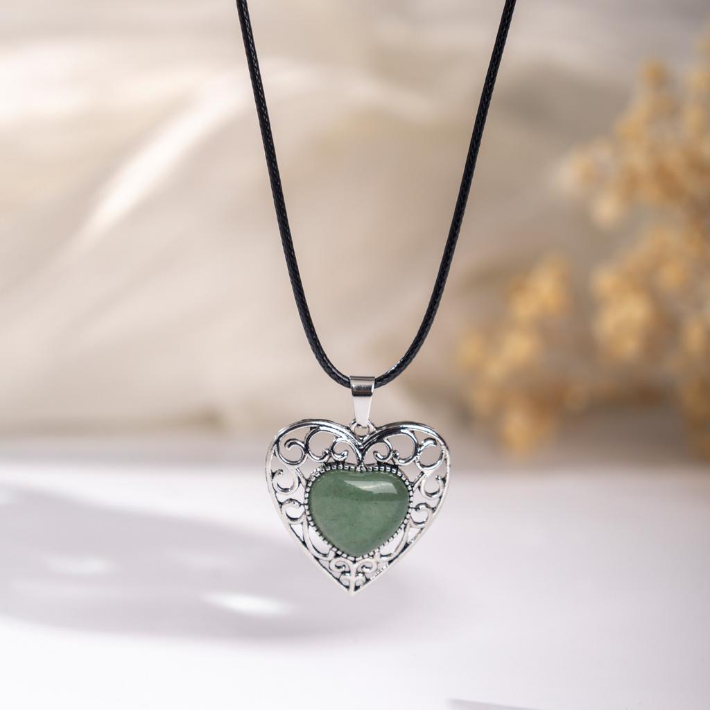 Natural crystal pendant, pink crystal, Dongling, hollowed out heart-shaped necklace, jewelry,Christmas gift, Stocking stuffers, Valentine's Day gift