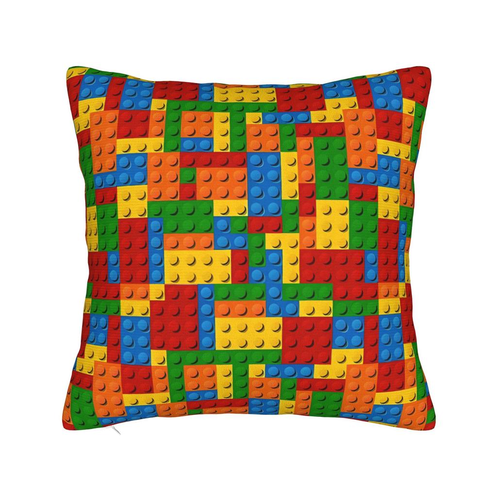 Classic Red Green Blue Yellow Building Blocks Bricks Pillow Case Comfy Pillow Cover Funny Pillowcases For Living Room Sofa
