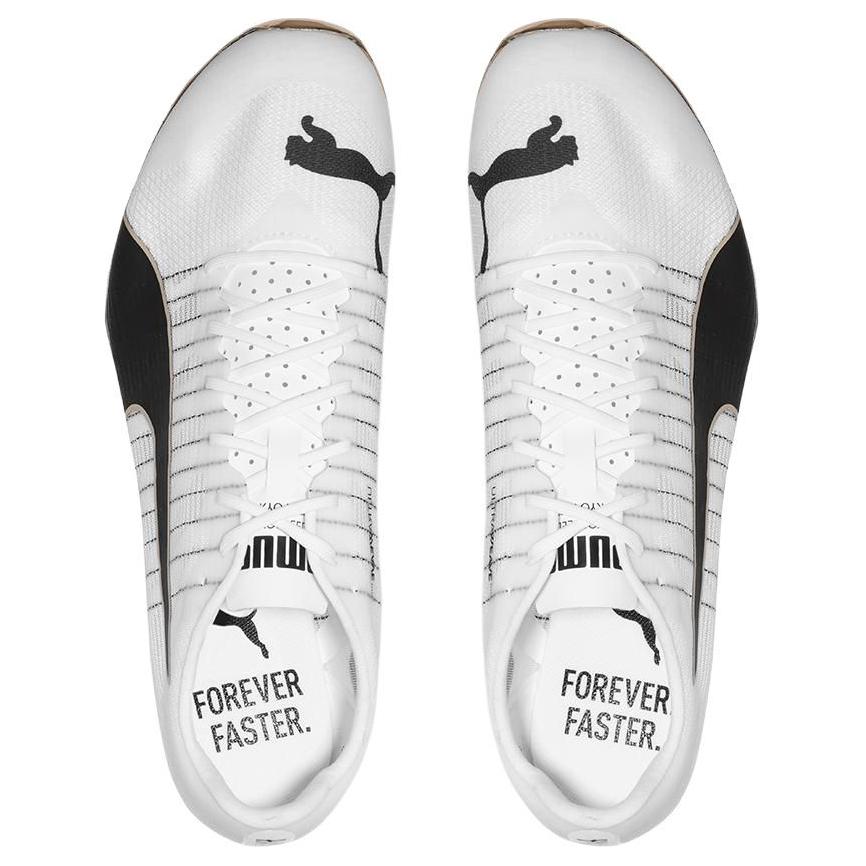 Puma EvoSpeed Sprint Nitro 2 Comfortable Slip-Resistant Durable Low-Top Sprinting Shoes Unisex Sneaker White Black Gold 312243-01