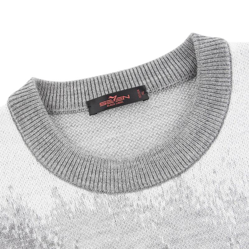 QiPai Men's Round Neck Pullover Wool Blend Sweater