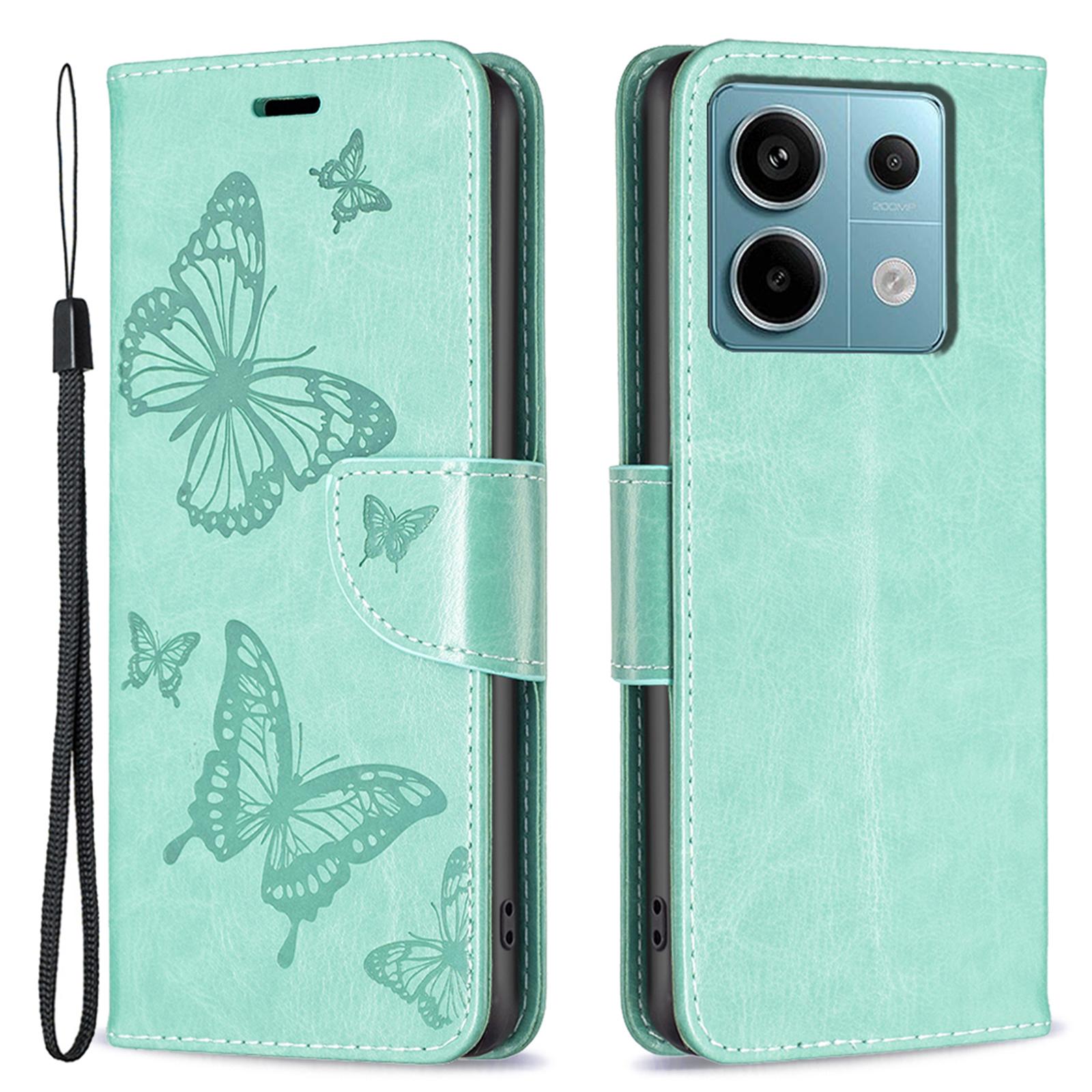 

For Xiaomi Redmi Note 13 Pro 4G/Poco M6 Pro 4G Leather Case Butterfly Pattern Magnetic Folio Phone Cover C