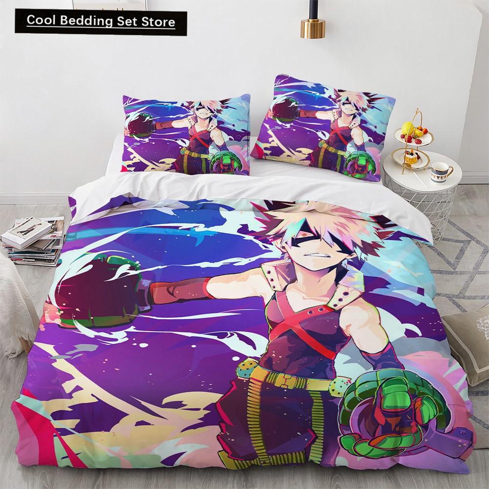 Nowy Anime My Hero Academy Pościel Zestaw Postacie Anime Poszewka na kołdrę 3D Cartoon Poliester Poszewka na kołdrę Queen King Size Dzieci Chłopcy