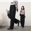 Women's High-Waisted Straight-Leg Cotton Casual Trousers