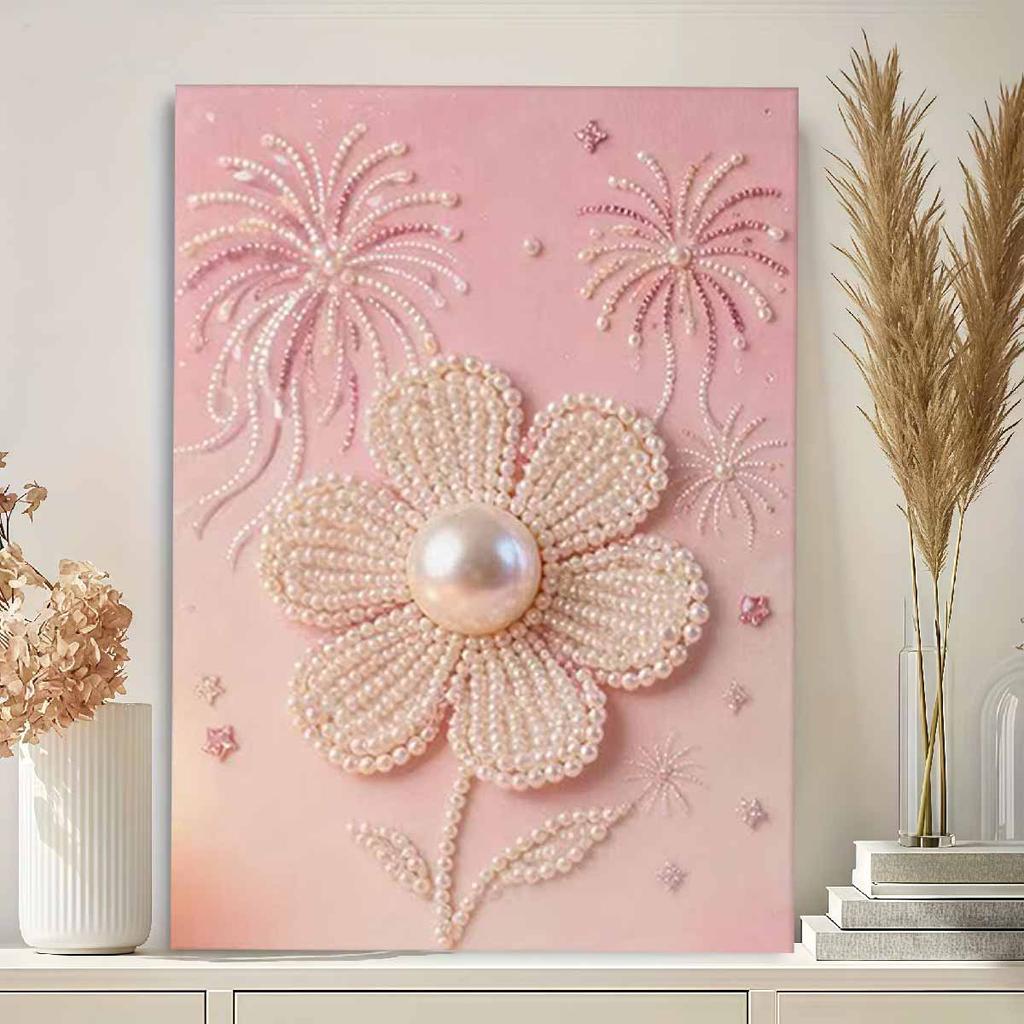 Pearl Flowers and Fireworks DIY Diamond Art Kits 15.7x19.6inch Gem Art Diamond Painting Kits Without Frame for Adults Gift Idea Home Wall Decor