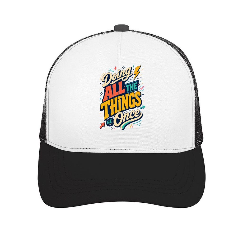 Playful Multitasking Chaos Quote Des Mesh Baseball Cap Casual Hat Outdoor For Womens Unisex FeUnisex