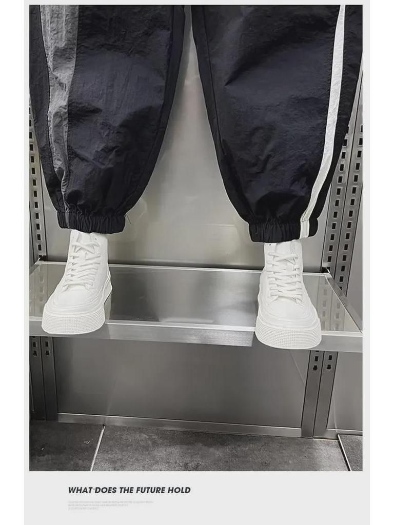 2024 Men's Spring/Autumn Loose Harem Pants with Elastic Waist and Contrast Cuffs