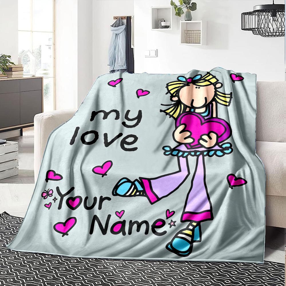 1PC Groovy Chick Custom Name Patterned Flannel Blanket Suitable For All Seasons For Home Decor Warmth And Comfort Gifts Holiday Present