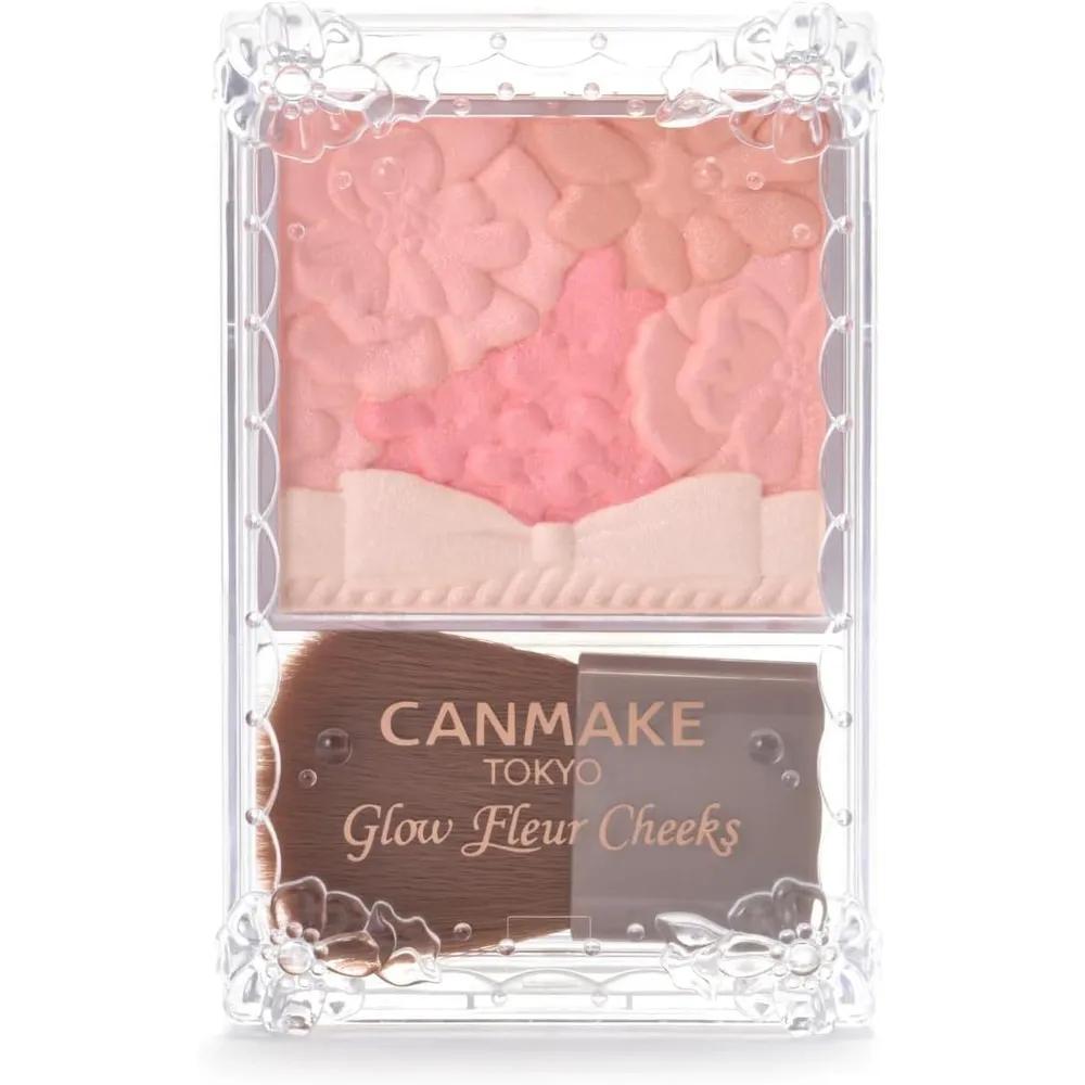 CANMAKE Glow Fleur Cheek 01 Peach Fleur 6.3g Luminous Blusher (3 Pieces) 2