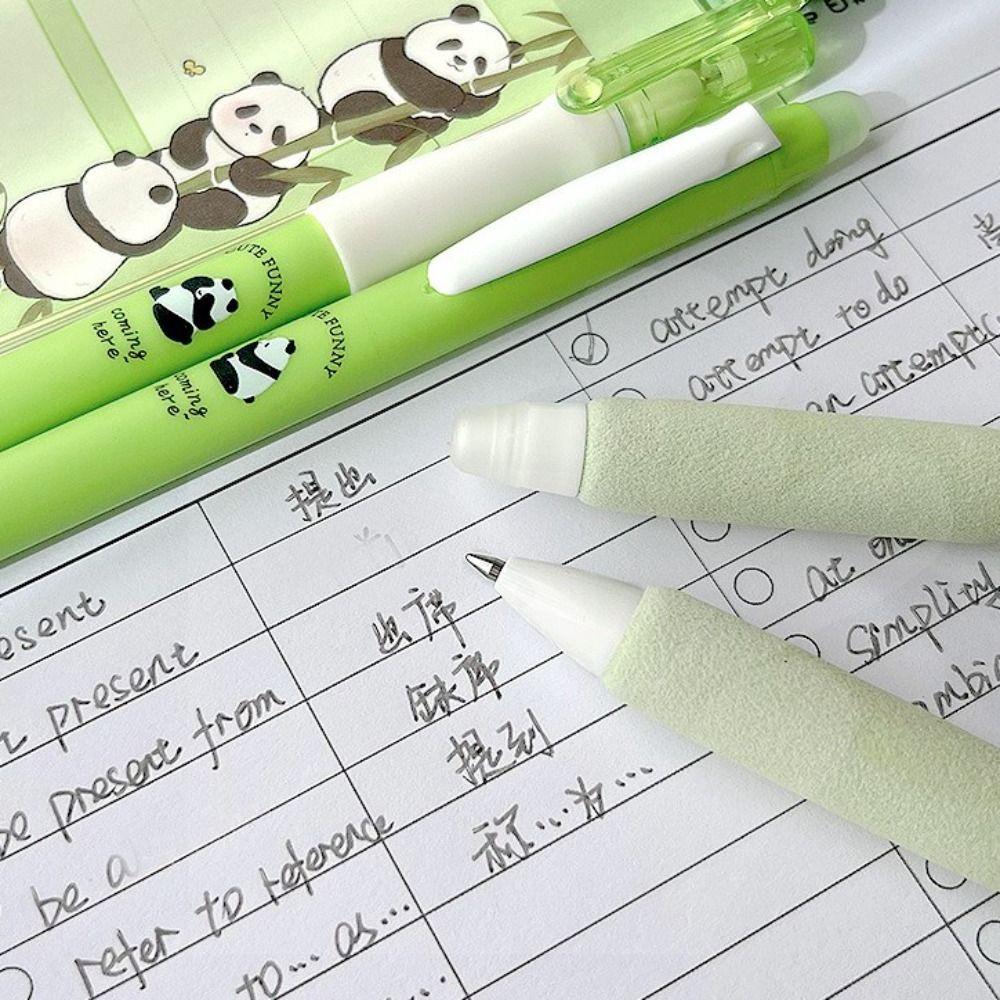 4PCS Cute Panda Erasable Pen Blue/Black Ink 0.5mm Gel Pen Cartoon Thermal Eraser Pen School Office