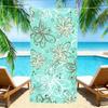 Toalha de Praia Verde Menta com Espiral Floral – Tamanho Grande Secagem Rápida Sem Areia com Estampa de Flores Abstratas