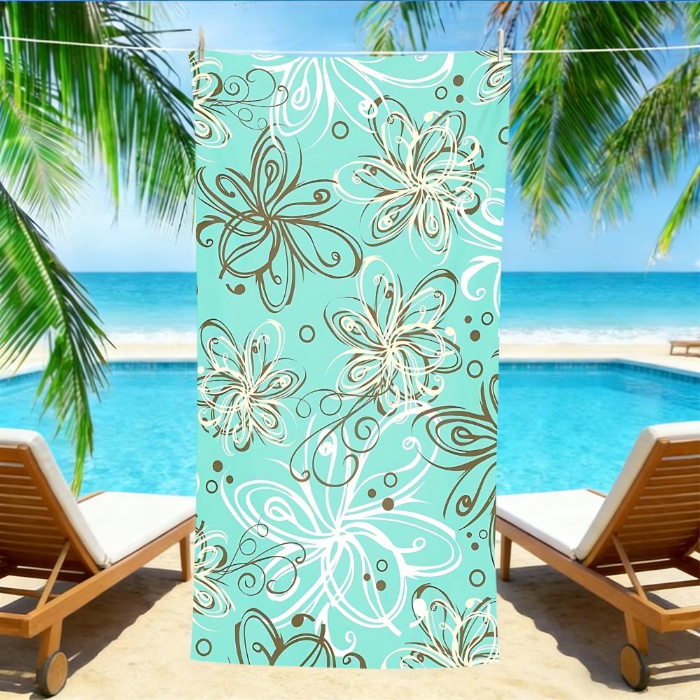 

Mint Green Floral Swirl Beach Towel – Oversized Quick Dry Sand Free with Abstract Flower Print W30*H60(CM)