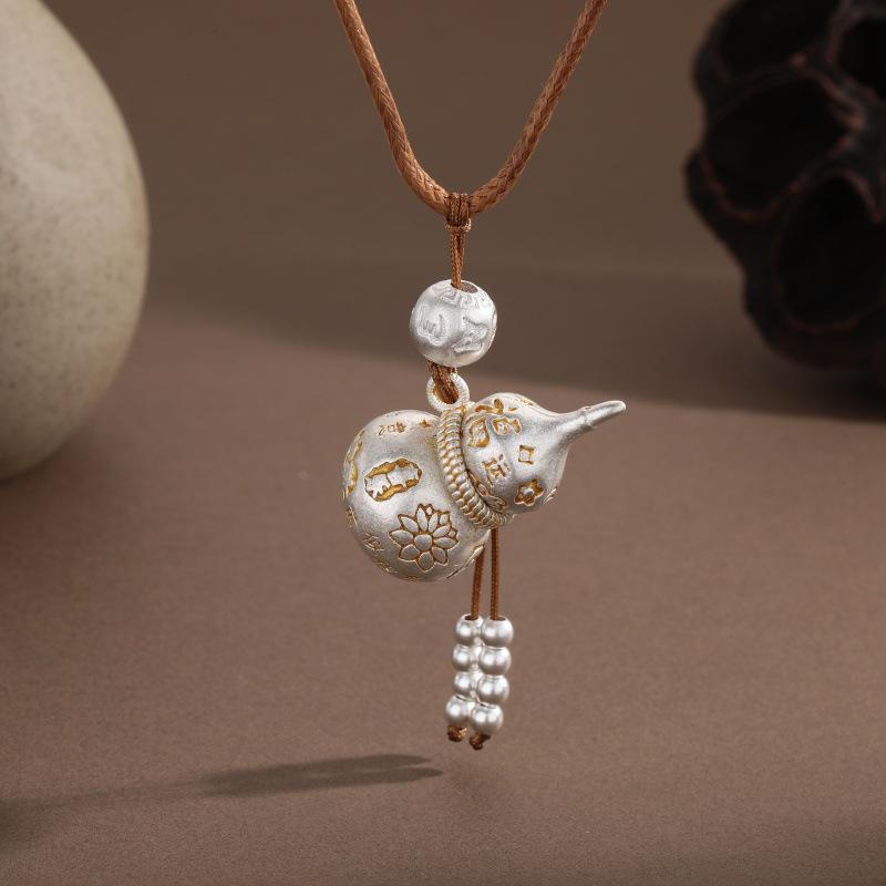 

Ожерелье из тыквы, окрашенной золотом: Благоприятный Талисман Зверя, Китайский Стиль, Подарок Высокого Класса