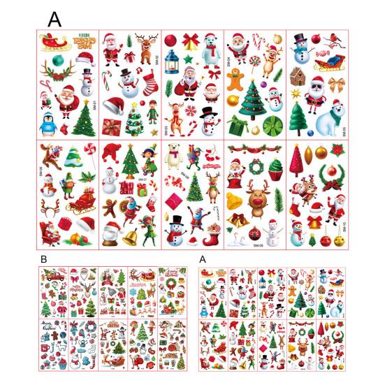 10 bucăți autocolante pentru tatuaj de Crăciun Desene animat minunat Moș Crăciun Om de zăpadă Elk Urs Autocolante pentru brad de Crăciun Copii