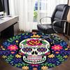 1pc Sugar Skull Decor Carpet, Round Non Slip Durable Large Size Office Carpet, Suitable for Office