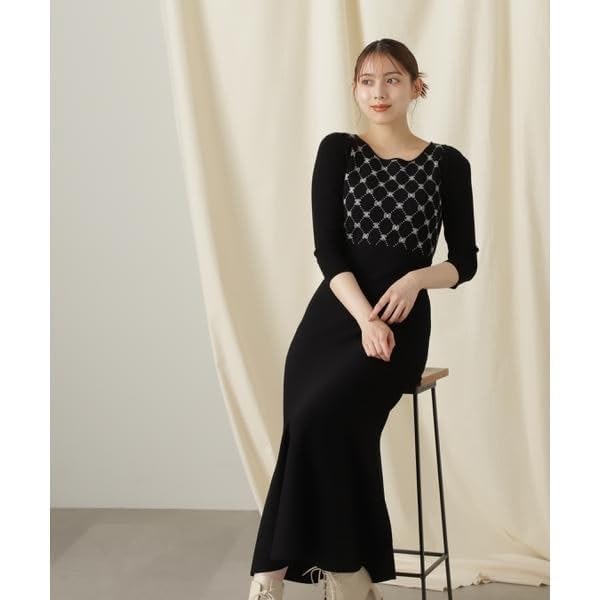 by Jill Casual Logo Jacquard Mermaid Knit Gray [Jill Stuart] Dress, Dress, Women's,