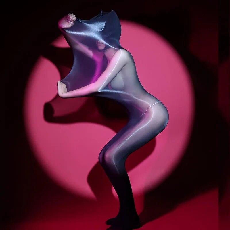 Öl glänzende Bodys ultradünne transparente Unterwäsche glänzende Bodystockings Frauen sexy Dessous