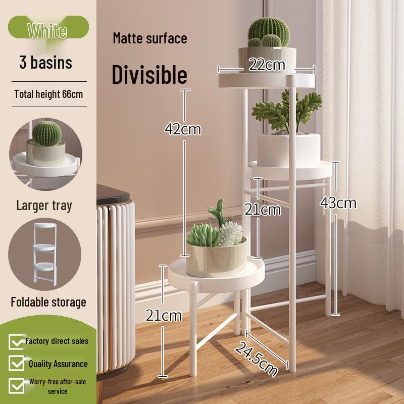 Compact Wrought Iron Flower Stand: Indoor/Outdoor Floor-Standing Plant Holder