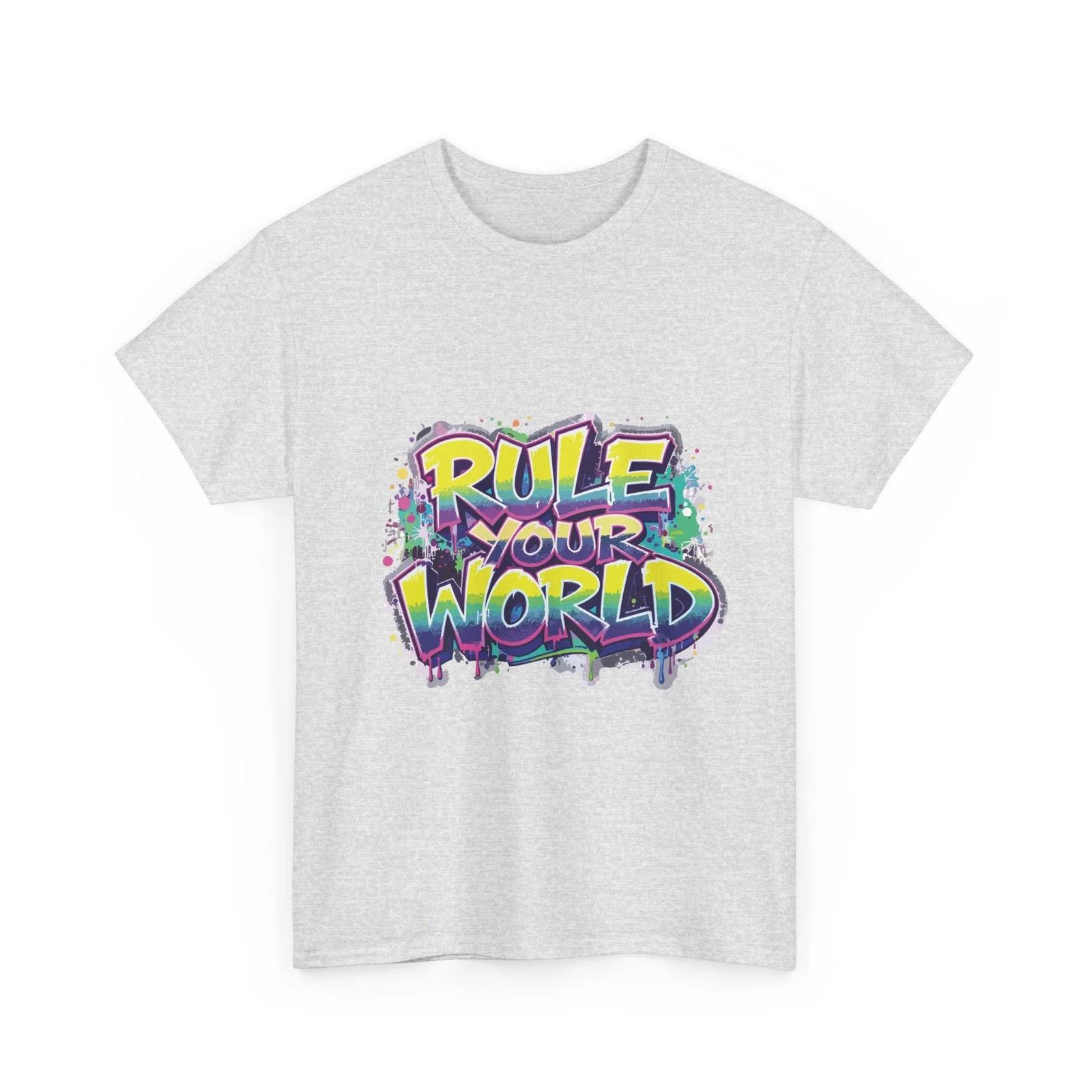 Rule Your World T-Shirt | Graffiti Text Streetwear Shirt, Motivational T-Shirt M
