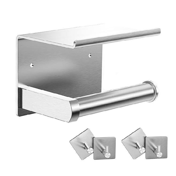Contemporary Wall Fixed Paper Towel Rack with Attachments & Shelf Strong Metal Resistant Designing For Bathroom Kitchen