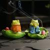 Zen Frog Lotus Leaf Incense Plug Incense Tray,Living Room Tea Tray Aromatherapy Stove,Channel Agarwood Sandalwood Seat Ornament