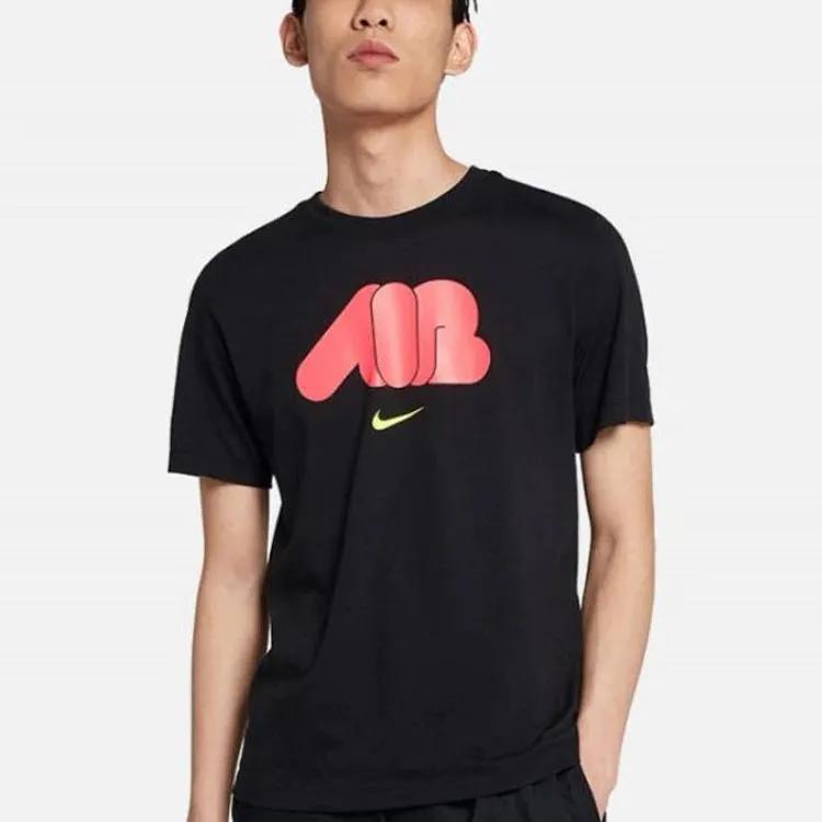 Nike T Shirts Men's Black Crew Neck Moderate Straight Fit (Unisex) T-Shirts CI2185 010