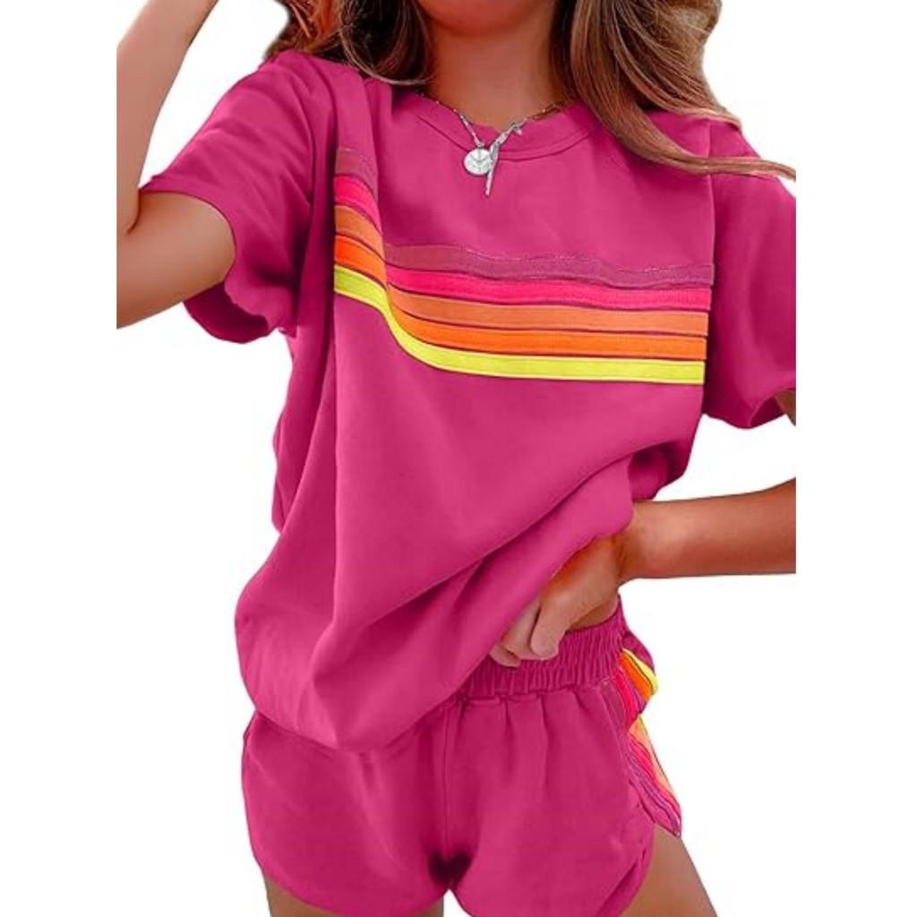 Minimalist Female Lounge Set With Color Blocking Polyester Blend For Casual Wear