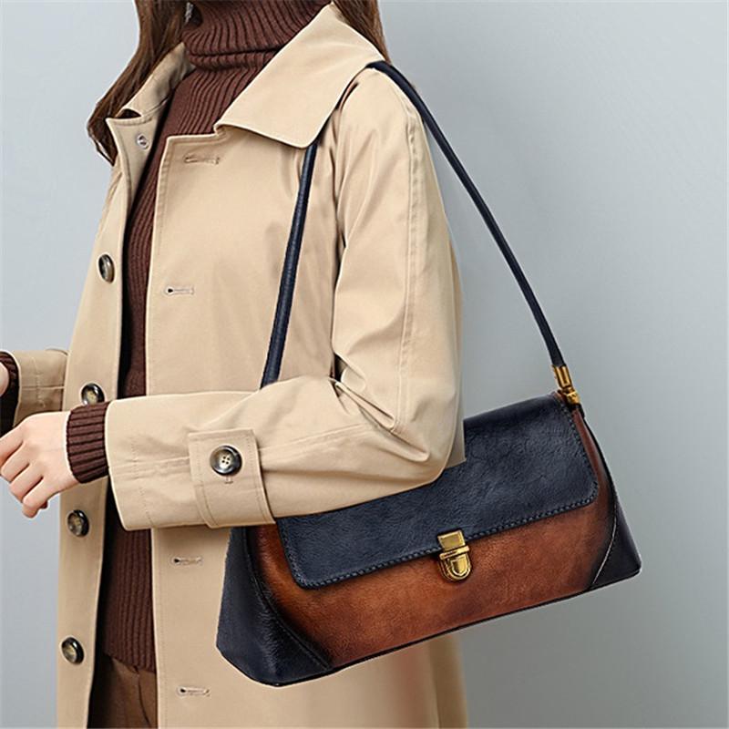 Bolsa de couro genuíno feminina, bolsa de mão da moda, vintage, bolsa de ombro, bolsa de telefone de design de luxo para mulheres