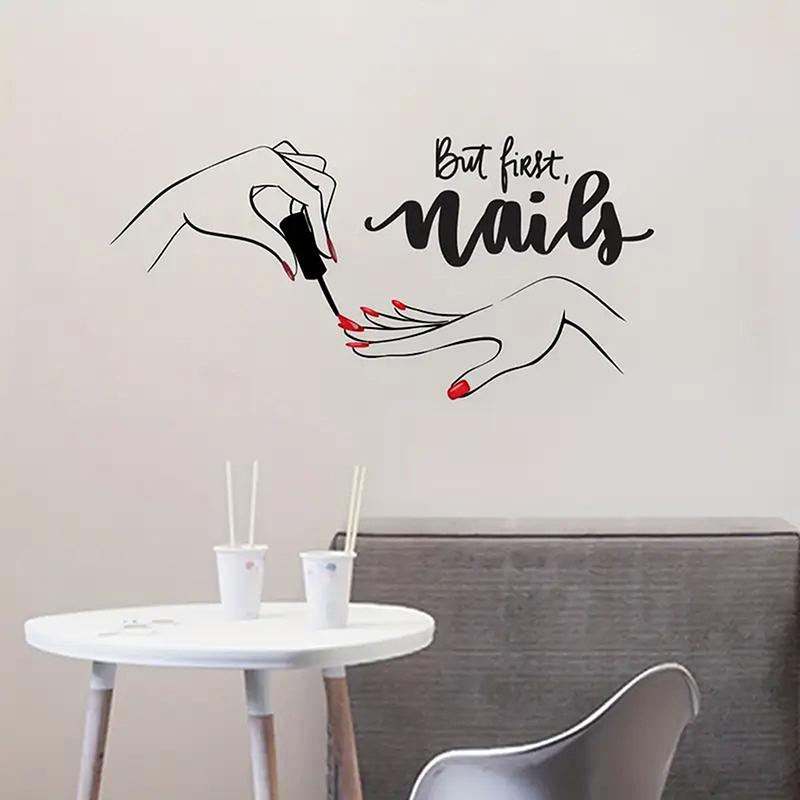 1 Pcs Creative Nail Art Stickers Nail Art Studio Dressers Home Background Decorative Wall Stickers Self-Adhesive