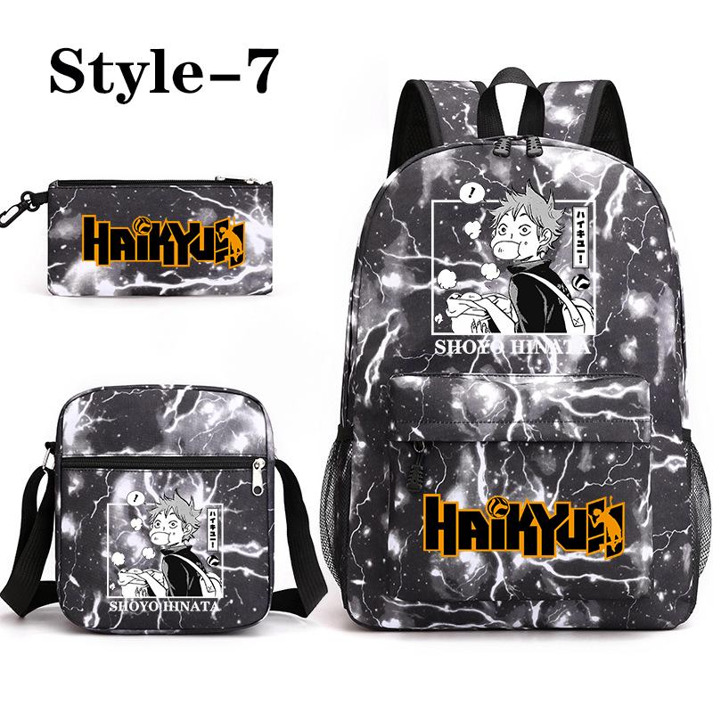 Funny Shoyo Hinata Harajuku Backpack New Anime Pattern 3 Piece Backpack School Large Capacity Zipper Schoolbag Anime Backpacks