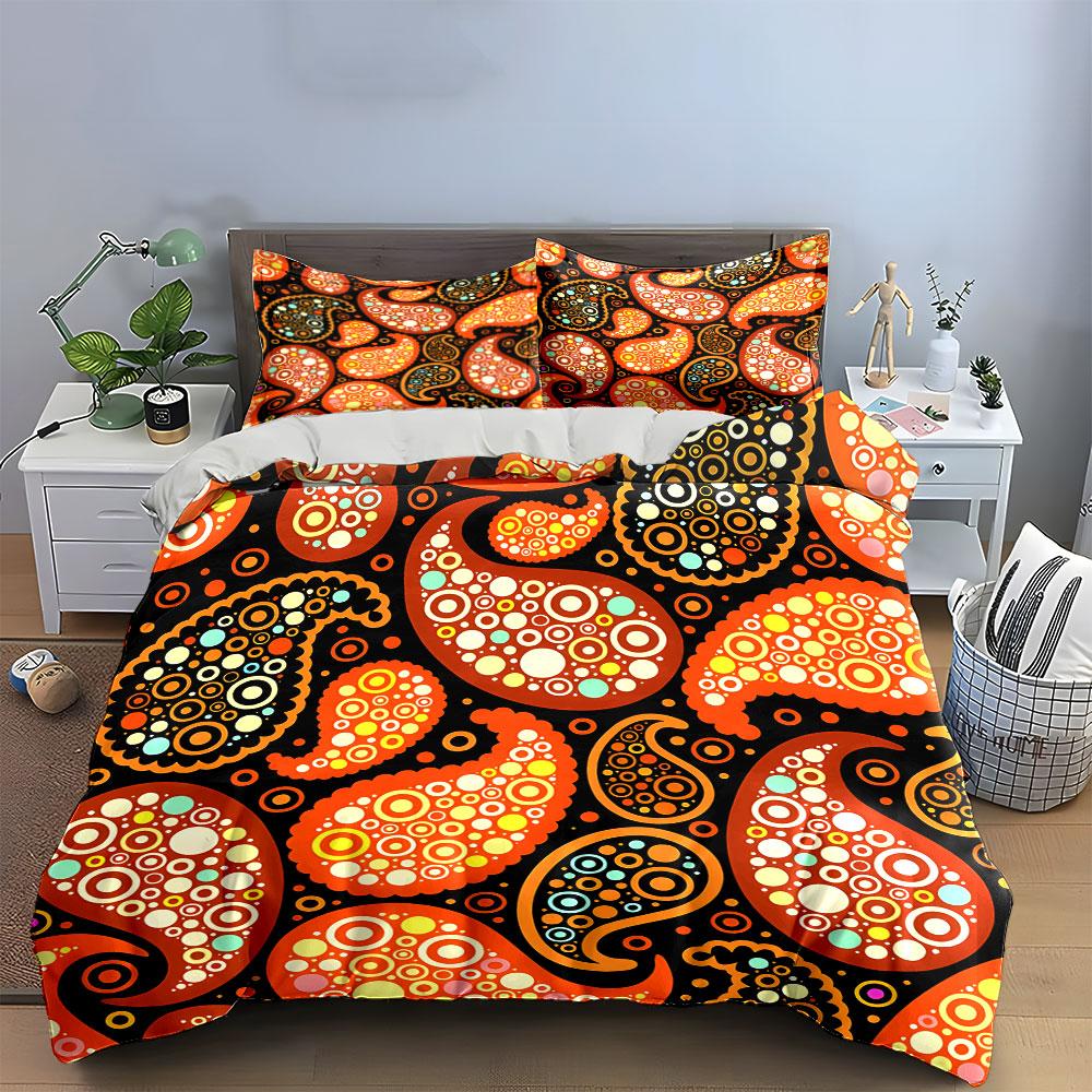 Retro Paisley Pattern Home Decor Soft Comfortable Duvet Cover Bedding Set Included 1*Duvet Cover & 2*Pillowcases, Gift