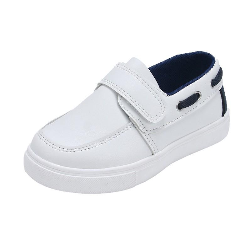 Korean Style Low-Top Leather Slip-On Loafers for Boys & Toddlers - Soft Sole Casual Shoes