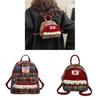 Vintage Red Plaid Kitty Backpack With Lace Detail For Daily Use