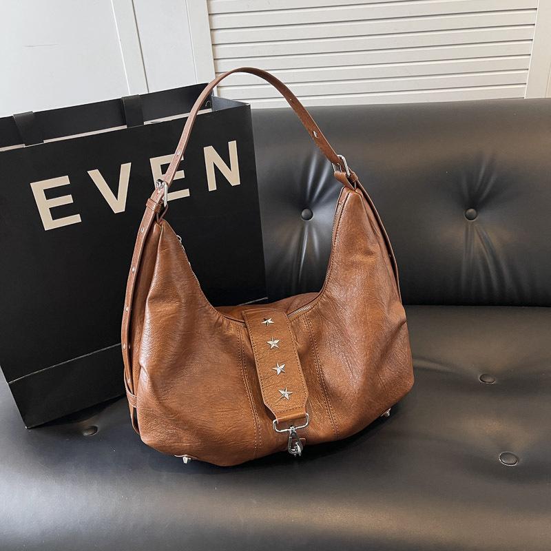 

Dumpling bag large wide shoulder strap retro underarm bag underarm women s shoulder bag oblique span bag women s versatile коричневий