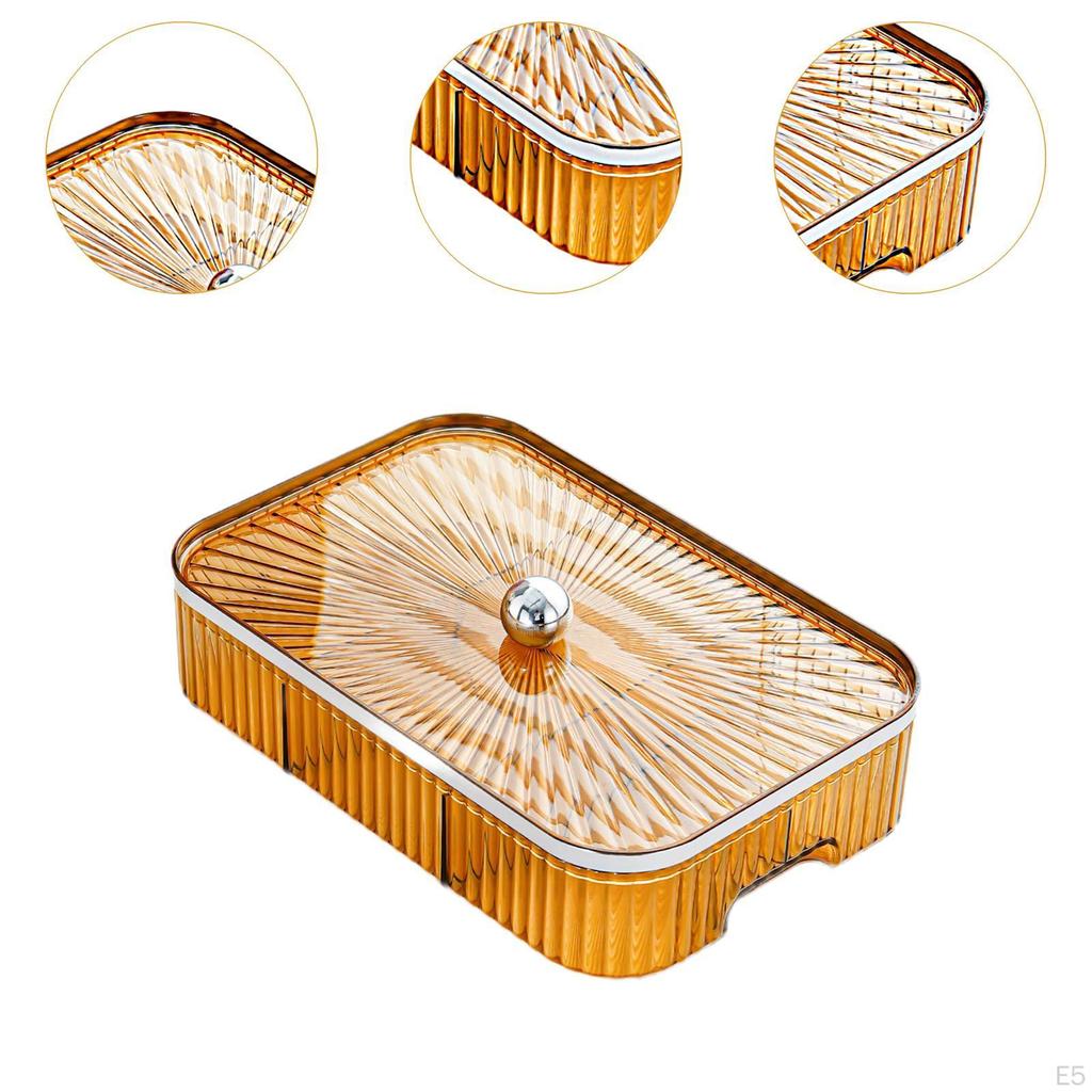 Dry Fruit Serving Tray with Lid Appetizer Plate Candy and Nut Dishes Compartments for