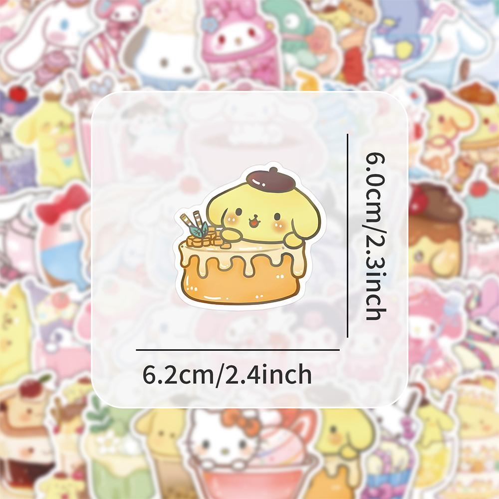 10/30/53pcs Cute Funny Food Sanrio Cartoon Stickers Aesthetic Kuromi My Melody Anime Decals Kawaii Decoration Sticker Toys