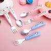 Dww-A Set of Red Tiger Spoon and Fork + Cartoon Spoon Box, Baby Learning and Training Spoon, Portable Household Tableware Set
