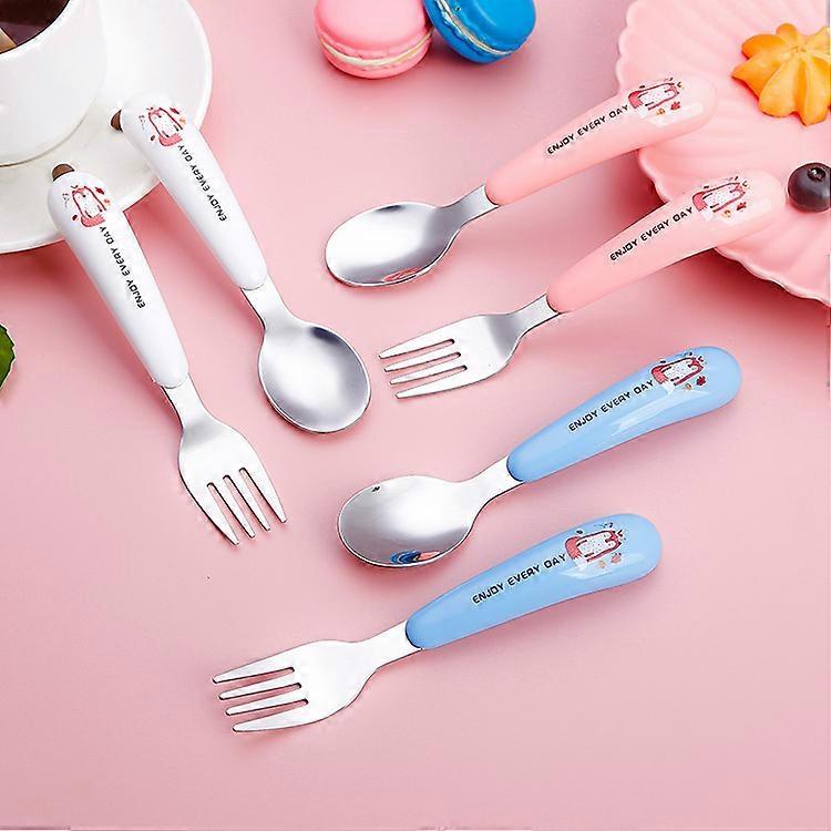 Dww-A Set of Red Tiger Spoon and Fork + Cartoon Spoon Box, Baby Learning and Training Spoon, Portable Household Tableware Set