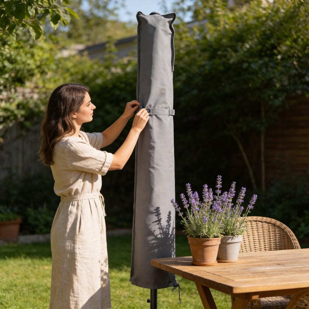 Outdoor Umbrella Cover With Oxford Fabric Dustproof Water Resistant For Garden Patio Protection