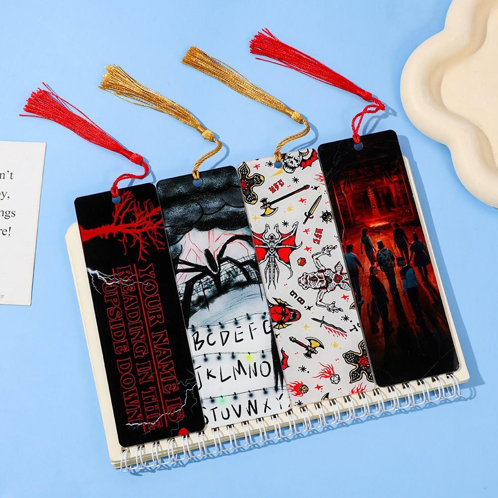 Hot Creative Reader Accessories Movie Horror Acrylic Bookmark Withtassel For Bookworm Student Stationery Teacher Office Supplies