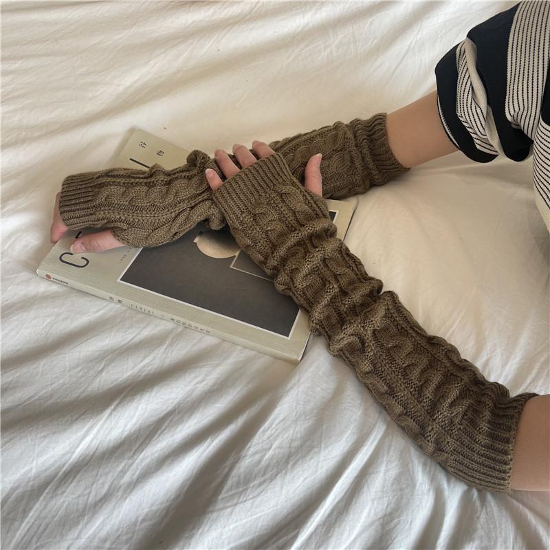 Thumb Hole Arm Sleeves Beautiful Thicker Keep Warm Winter Women Long Gloves Mittens