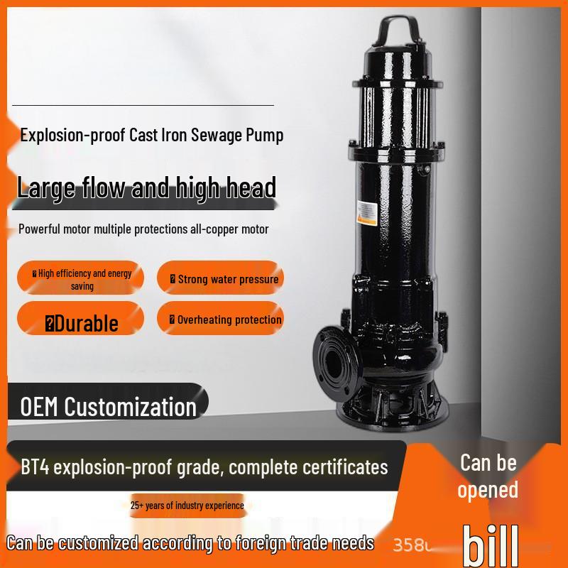 WQ High Flow Explosion-Proof Submersible Sludge Pump for Basements