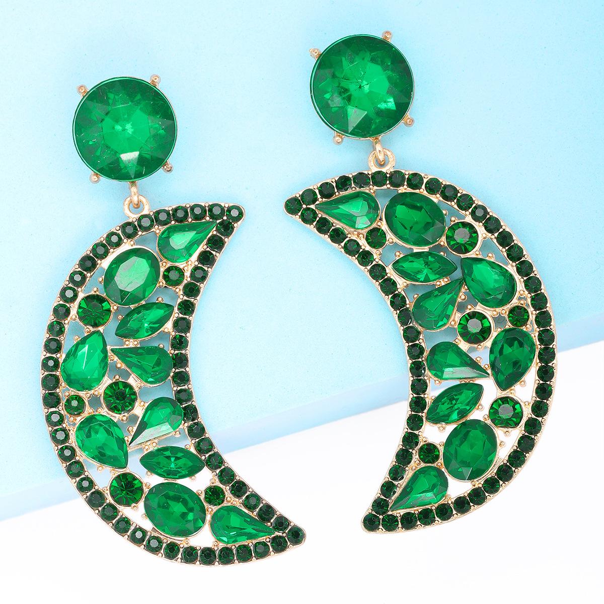 

Новые европейские и американские модные серьги с темпераментным дизайном, серьги с луной, ювелирные изделия из сплава с бриллиантами, простые и универсальные