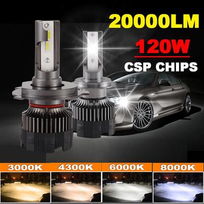 1 ADET Araba Farı H4 LED H7/H1/H8/H9/H11/9005/9006 4300K/6000K/8000K Otomatik Sis Farı 120W 20000LM 12V LED Ampuller