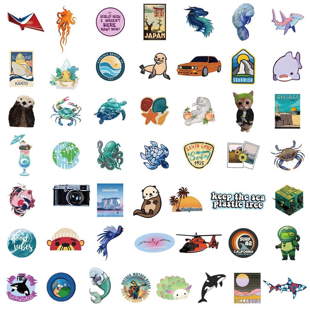 50PCS Cute Shark Cartoon Stickers for Phone, Computer, Laptop & Book - Waterproof Decorative Stationery Stickers