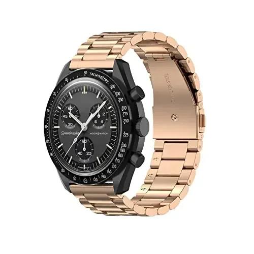 

Ремінець з нержавіючої сталі для спільної колекції Omega x Swatch MoonSwatch 20 мм Металева складана застібка Браслет на зап ястя Аксесуари для годинників Сріблястий 20mm рожевий колір золота