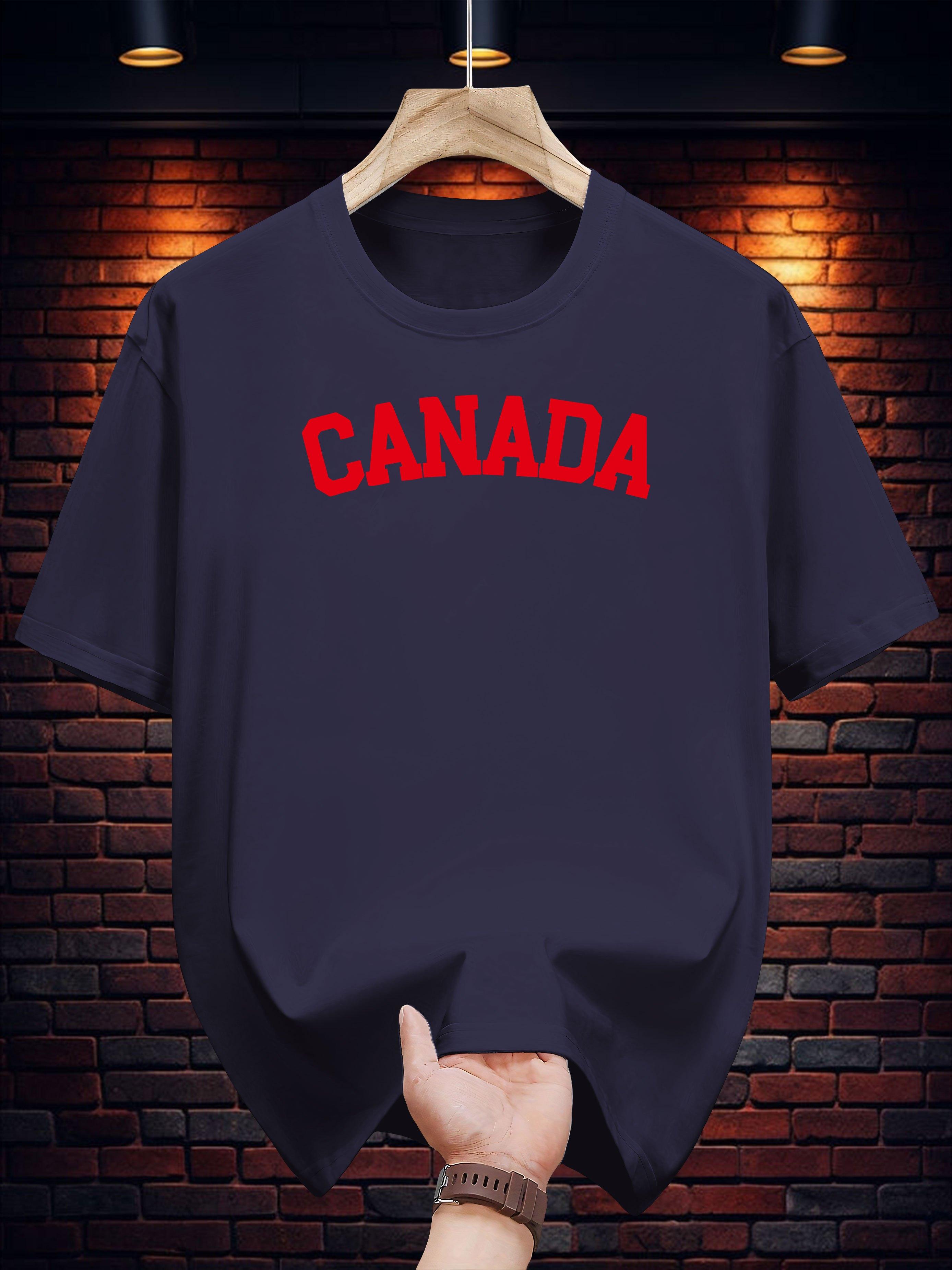 

Canada Graphic Print T-shirt - Navy Blue Casual Short Sleeve Round Neck Summer Tee S